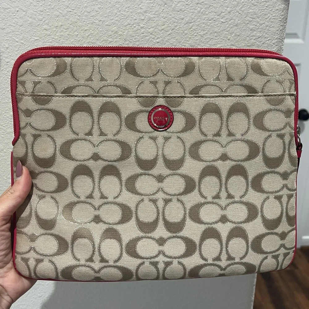 Coach Tan and Pink IPad/Tablet Sleeve